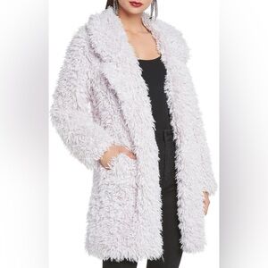 Willow & Clay Lilac Purple Faux Fur Shaggy Teddy Jacket Size Coat